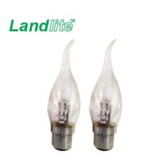 Landlite 28w Halosaver Flame Tipped Clear Candle BC/ B22 Lightbulb - Pack of 2