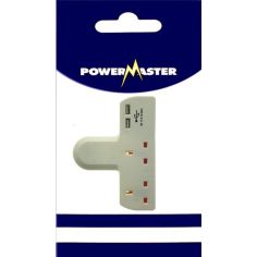 Powermaster T-Shaped 2 Way Adaptor With 2 USB Ports