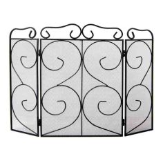 Vida 3 Panel Black Decorative Fire Screen