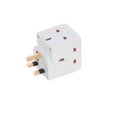 3 Way Block Socket Splitter 13A Mains Adaptor