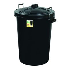 Dustbin Black with Metal Clip On lid 85L
