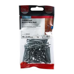 Timco 75pc Galvanised 40 x 2.65 Round Wire Nails