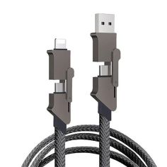 4-in-1 Flat Braided Anti-tangle USB Type C Charger Cable 1m 
