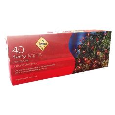 Fairy Lights 40 Red Bulb Green Cable Indoor Use