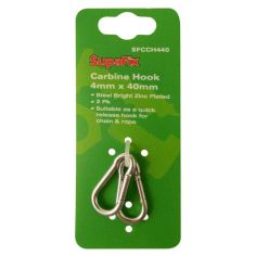 SupaFix Zinc Plated Carbine Hook - 4 x 40mm Pack Of 2