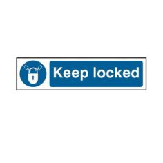 Blue / White - Keep Lock - Self-Adhesive Sign - 200 x 50mm