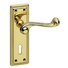 Georgian Brass Lever Lock Scroll