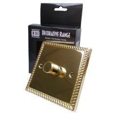 CED Georgian Brass Push Dimmer Switch