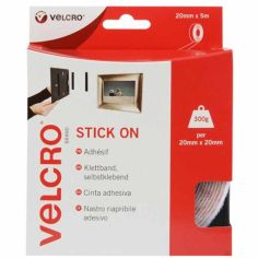 VELCRO®  Stick On Tape 20mm x 5m - White (Holds 300g)