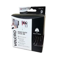 Velcro Heavy-Duty Stick On Tape - 50mm x 1m Black (Holds 7Kg)