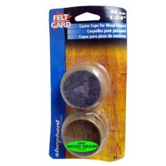 Felt Gard Castor Cups For Wood Floors - Dark Wood Effect 44mm