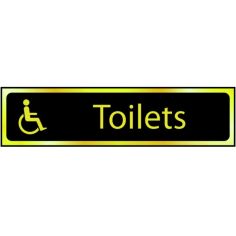 Centurion Black / Brass DISABLED TOILET Sign - 200 X 50mm