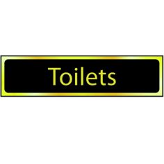 Centurion Black / Brass TOILET Sign - 200 X 50mm