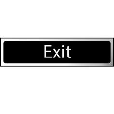 Self-Adhesive Black / Chrome Exit Sign - 200 x 50mm