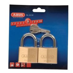 Abus 65/50 50mm Brass Padlock (Twin Pack)