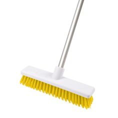 Dosco 12in Stiff Yellow Hygiene Broom & Aluminium Handle