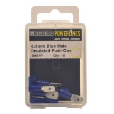 6.3mm Blue Male Insulated Push-ons (Pack of 10)
