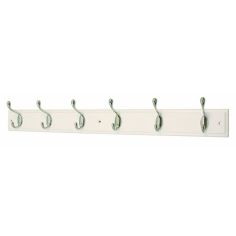 Headbourne Heavy Duty 6 Chrome Hooks On White Wooden Coat Rack