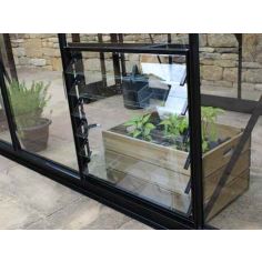 24" Black Louvre Toughened Glass,  6 Blade 610 X 610