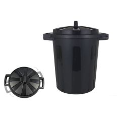 Black Trash Can With Lid - 15L