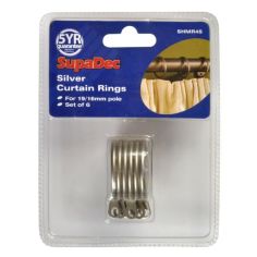 Silver Curtain Rings (Pack of 6)