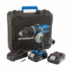  Our Storm Force® 20V Cordless Hammer Drill With Two Li-Ion Batteries 