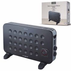 De Vielle Retro 2000W Black Convector Heater - With Turbo Fan and Timer