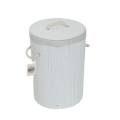 Moy White Bamboo Round Laundry Basket 35x56cm