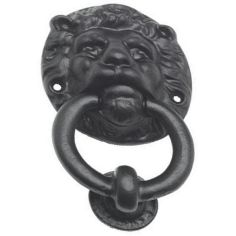 Antique Black Ironwork Lion Head Door Knockers