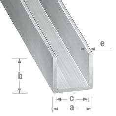 Aluminium U-Shaped Squared Profile 23mm x 10mm x 20mm x 1.5mm x 1m
