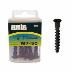 Amig Black Furniture Screw - M7 x 50 - Pack Of 6