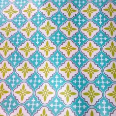 Blue / Green Diamond Tile Oilcloth
