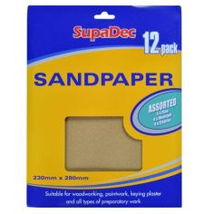 SupaDec 12 Pack Assorted Sandpaper
