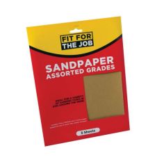 Assorted Sandpaper - Pack of 5 Sheets