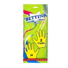 Bettina Yellow Latex Rubber Household Gloves - Medium - 2 Pairs