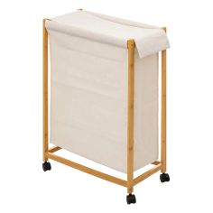 Bamboo Laundry Basket with Wheels - 52L 