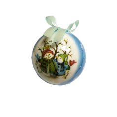 Blue Christmas Scene Bauble Decoration - 80mm