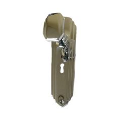 Polished Chrome Art Deco Lock Door Knobs