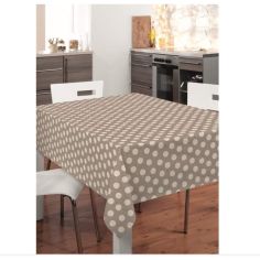 Beige Polka Dot Oilcloth - Price per metre