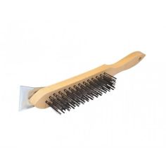 Centurion 4 Row Steel Bristle Wire Brush with Scraper