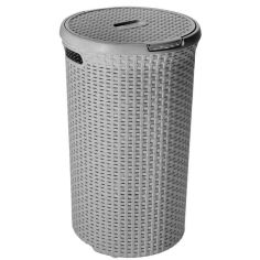 Curver Style Round Grey Laundry Hamper - 48L