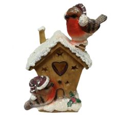 Christmas Robins Birdhouse LED Light Decoration