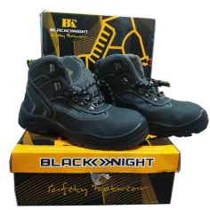 Black Knight Black Leather Safety Boots