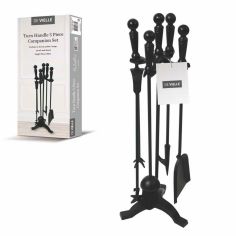 De Vielle 5pc Black Turn Handle Fireside Companion Set