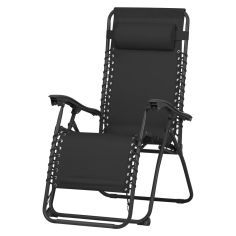 Multi Position Folding Garden Lounger /  Chair - Black