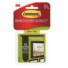Command Medium Picture Hanging Strips Black (Pack of 6)