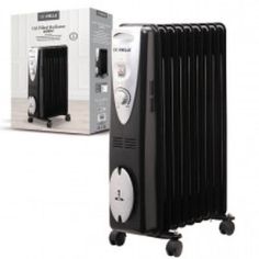 De Vielle Classic 7 Fin Oil Filled Radiator - Silver / Black - 1500W