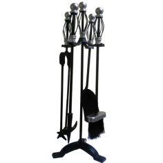 Black 5 Piece Companion Set with Chrome Trim