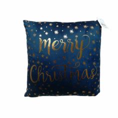 Night Blue / Gold Merry Christmas Winter Cushion