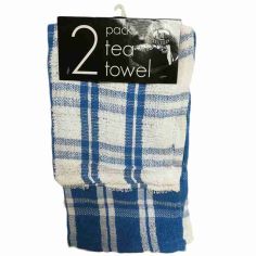 Globe Mill Textiles Terry Design Tea Towel - Blue Pack Of 2